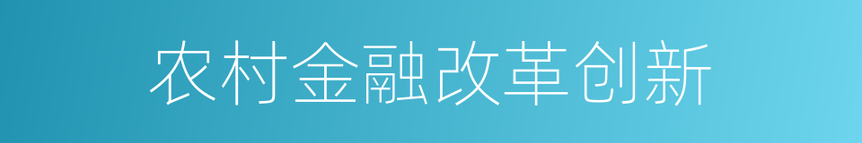 农村金融改革创新的同义词