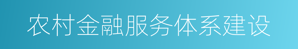 农村金融服务体系建设的同义词
