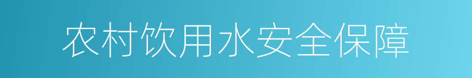 农村饮用水安全保障的同义词