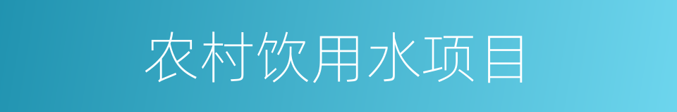 农村饮用水项目的同义词