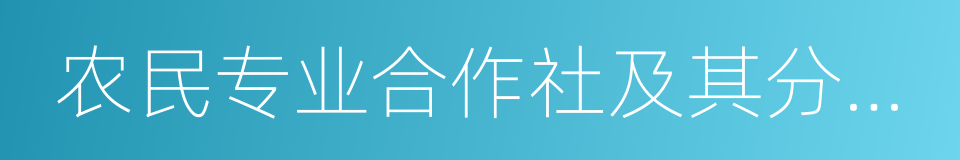 农民专业合作社及其分支机构的同义词