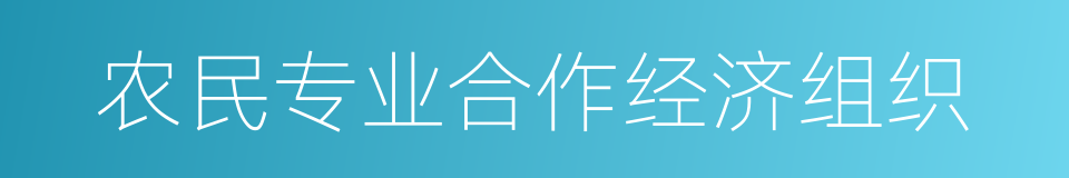 农民专业合作经济组织的同义词