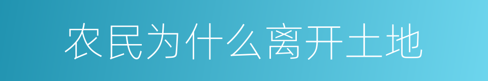 农民为什么离开土地的同义词