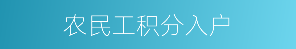 农民工积分入户的同义词