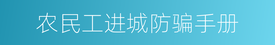 农民工进城防骗手册的同义词