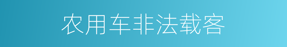 农用车非法载客的同义词