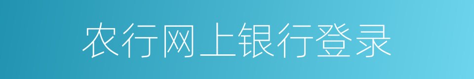 农行网上银行登录的同义词