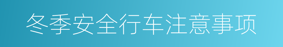 冬季安全行车注意事项的同义词