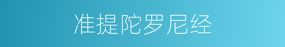 准提陀罗尼经的同义词