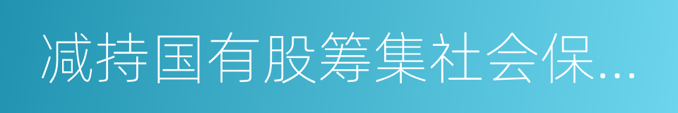 减持国有股筹集社会保障资金管理暂行办法的同义词