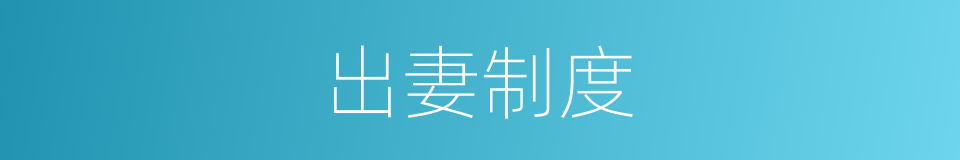 出妻制度的意思