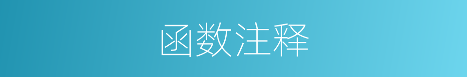 函数注释的意思