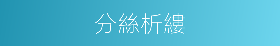 分絲析縷的意思