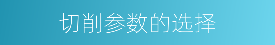 切削参数的选择的同义词