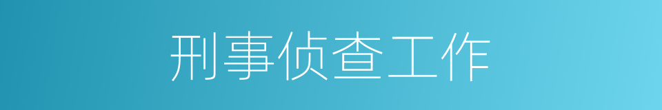 刑事侦查工作的同义词