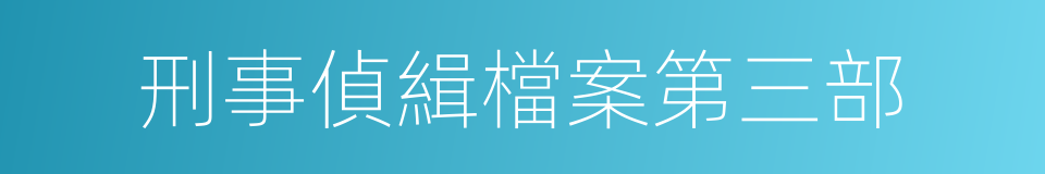 刑事偵緝檔案第三部的同義詞