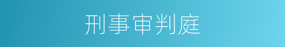 刑事审判庭的意思