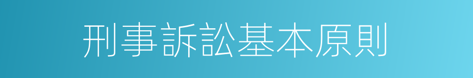 刑事訴訟基本原則的同義詞