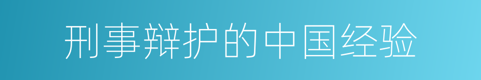 刑事辩护的中国经验的同义词