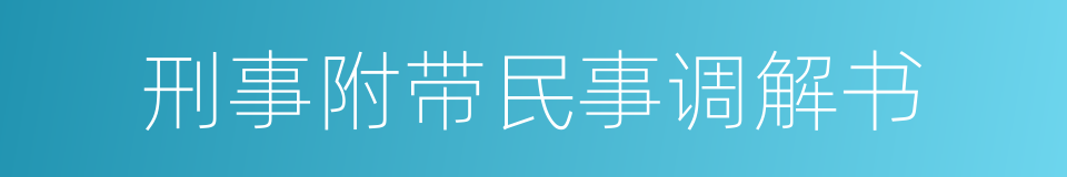 刑事附带民事调解书的同义词