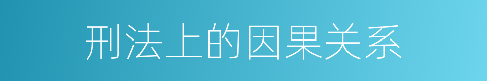 刑法上的因果关系的同义词