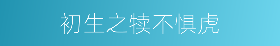 初生之犊不惧虎的意思