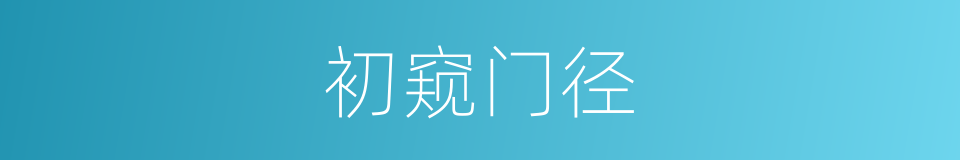 初窥门径的意思
