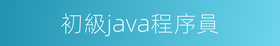 初級java程序員的同義詞