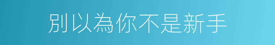 別以為你不是新手的同義詞