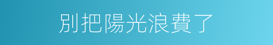 別把陽光浪費了的同義詞