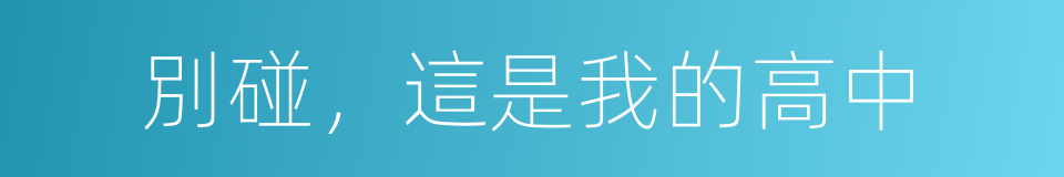 別碰，這是我的高中的同義詞