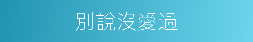 別說沒愛過的同義詞