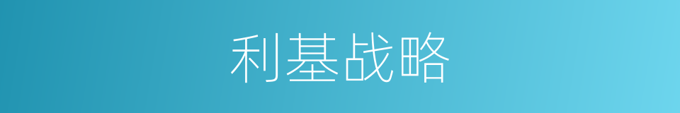 利基战略的意思