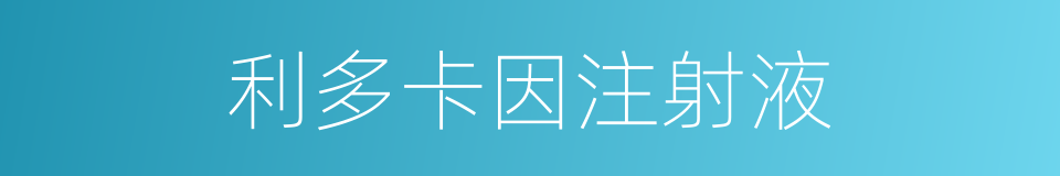 利多卡因注射液的同义词