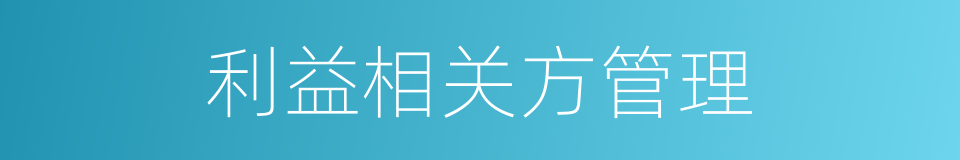 利益相关方管理的同义词