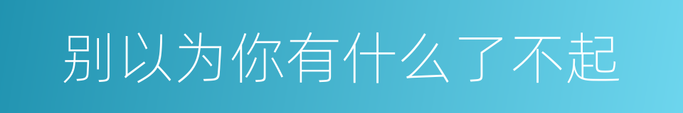 别以为你有什么了不起的同义词