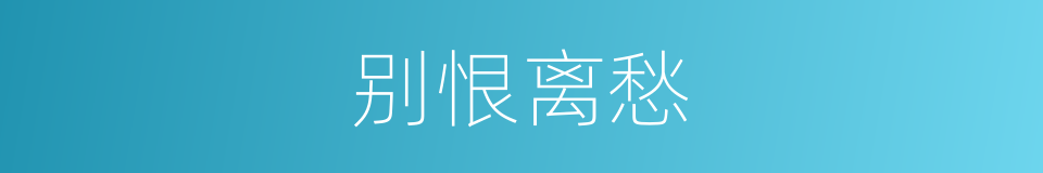 别恨离愁的意思