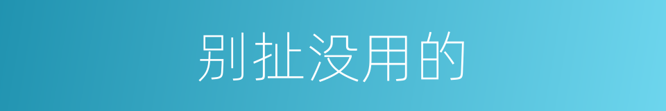 别扯没用的的同义词