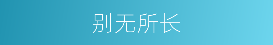 别无所长的意思