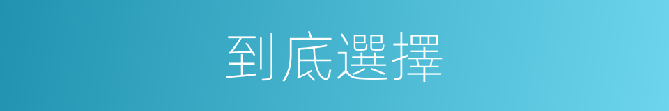 到底選擇的意思