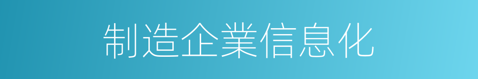 制造企業信息化的同義詞