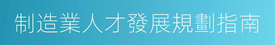 制造業人才發展規劃指南的同義詞