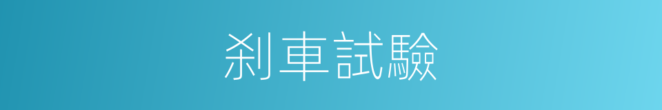 刹車試驗的同義詞