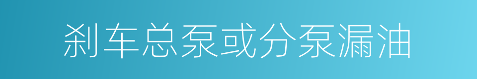 刹车总泵或分泵漏油的同义词