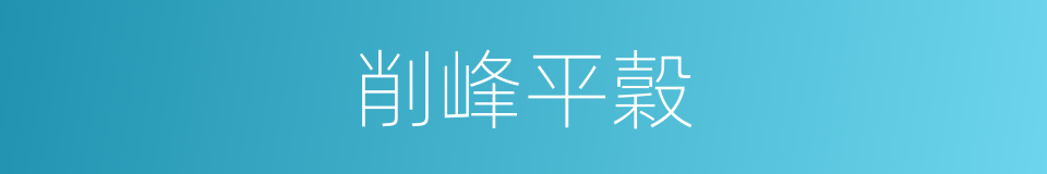 削峰平穀的同義詞