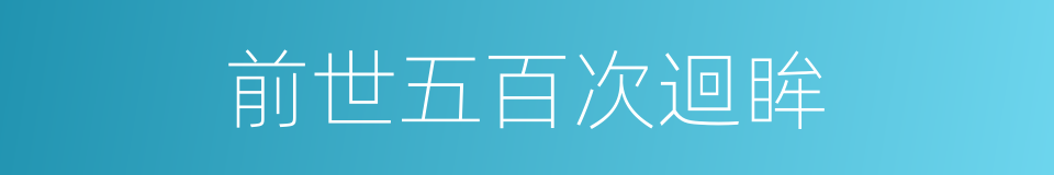 前世五百次迴眸的同義詞