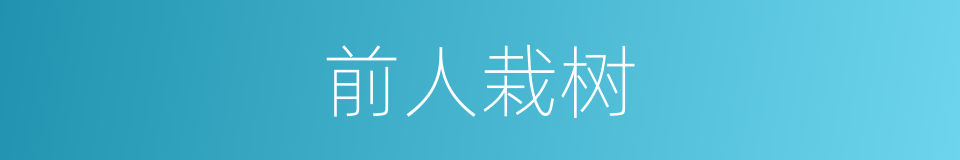 前人栽树的意思