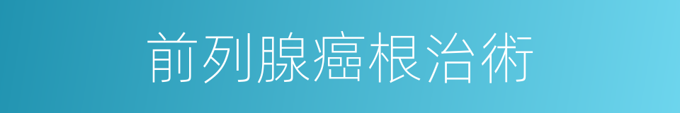 前列腺癌根治術的同義詞