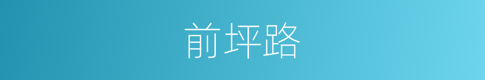 前坪路的同义词