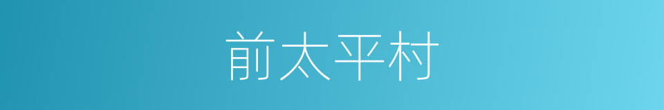 前太平村的同义词